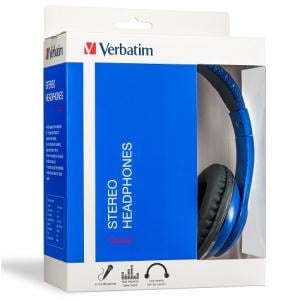 Verbatim Classic Wired Over-the-head Stereo Headset - Blue - Binaural - Circumaural - 32 Ohm - 20 Hz to 20 kHz - 120 cm Ca