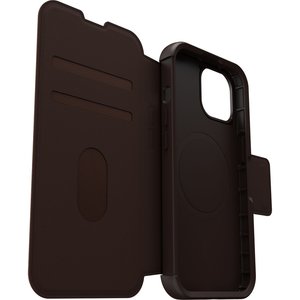 OtterBox Strada Carrying Case (Folio) Apple iPhone 15 Smartphone, Card, Cash, Notes - Espresso (Brown) - Drop Resistant - 