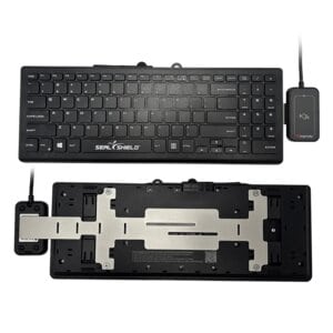 Black Cleanwipe Pro Keyboard - Black RDR-80M31AKU WAVE ID Plus Mini Keystroke MIFARE Secure USB Reader - Left Side w/Card 