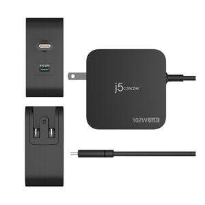 in102W GaN PD USB-C 2-Port Charger with Changeable AC Plugsin