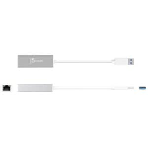 j5create JUE130 Gigabit Ethernet Adapter for Notebook, MacBook, Ultrabook - 10/100/1000Base-T, 100Base-TX - Silver - USB 3