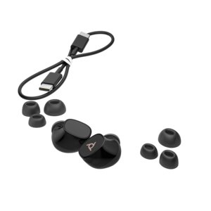 Poly Voyager Free 20 Black Earbuds +Basic Charge Case - Stereo - True Wireless - Bluetooth - 98.4 ft (30 m) - 16 Ohm - 20 