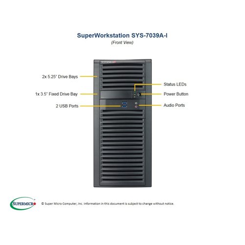 Supermicro SuperWorkstation 7039A-i Server-Barebone-System - Mid-Tower - Socket P LGA-3647 - 2 x Prozessor-Support - Intel