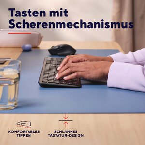 Trust Vaiya Tastatur - Full-size - Kabel/Kabellos Konnektivität - USB 3.0 Typ C Schnittstelle - Deutsch - Schwarz - Schere