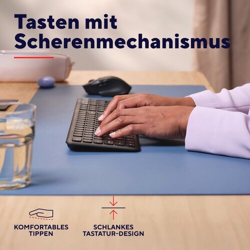 Trust Vaiya Tastatur - Full-size - Kabel/Kabellos Konnektivität - USB 3.0 Typ C Schnittstelle - Deutsch - Schwarz - Schere