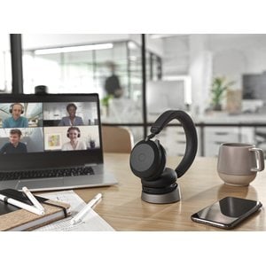 Jabra Evolve2 75 Link380c UC Stereo Stand  Black
Lieferumfang: Evolve2 75 headset Black UC, Link 380 BT adapter USB-C UC, 