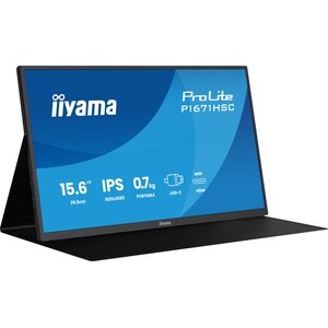 iiyama ProLite 15.6″ (39.5 cm) Full-HD-IPS-Monitor mit USB-C-Dock, integrierten Lautsprechern & Lederhülle:Jedes von mehre