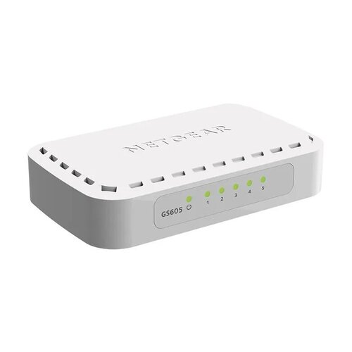 GS605 5-Port Gigabit Unmanaged Ethernet Switch, weißes Kunststoff Gehäuse