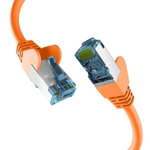 RJ45 PATCHKABEL mit CAT7 ROHKABEL ORANGE 2m,S/FTP PIMF Netzwerkkabel LAN DSL