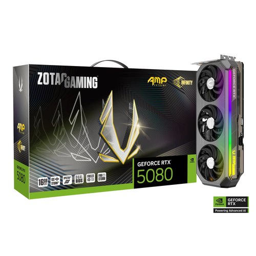 Zotac NVIDIA GeForce RTX 5080 Grafikkarte - 16 GB GDDR7 - 7680 x 4320 - 2,67 GHz Core - 256 Bit Busbreite - PCI Express 5.
