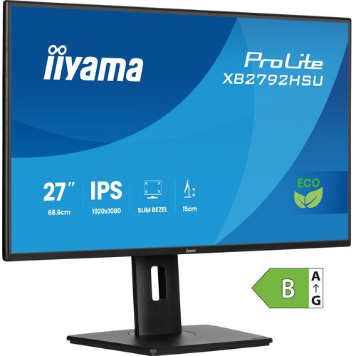 iiyama ProLite 27" (68.6 cm) IPS Full-HD-Panel mit 4-seitigem Slim-Bezel, Energieeffizienzklasse B und höhenverstellbarem 