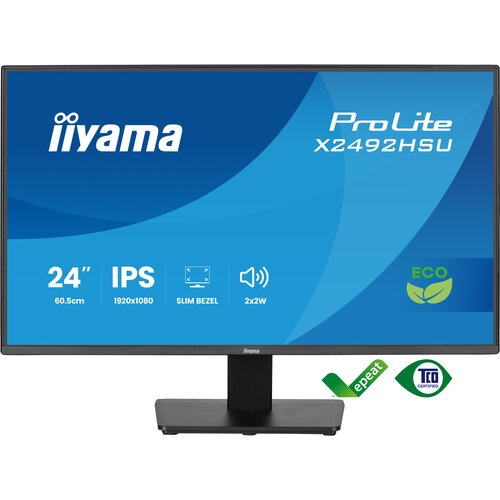 iiyama ProLite 24" (60.5 cm) IPS-Full-HD-Panel mit 4-seitigem Slim-Bezel und Energieeffizienzklasse B:
61 cm (24") LED IPS