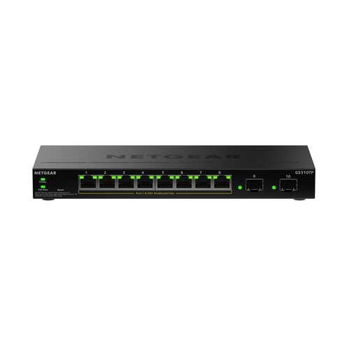 Netgear S350 GS310TPv2 8 Anschlüsse Verwaltbar Ethernet-Switch - Gigabit-Ethernet - 10/100/1000Base-T, 1000Base-X - 3 Unte