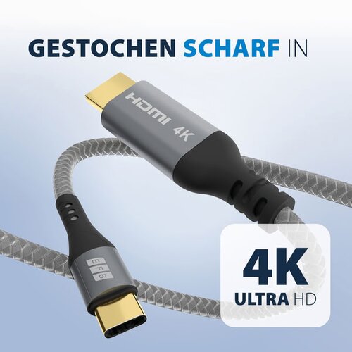 EFB Elektronik USB-HDMI-00001. Kabellänge: 1,8 m, Anschluss 1: USB Typ-C, Anschluss 2: HDMI. Stecker 1 Abmessungen (BxTxH)