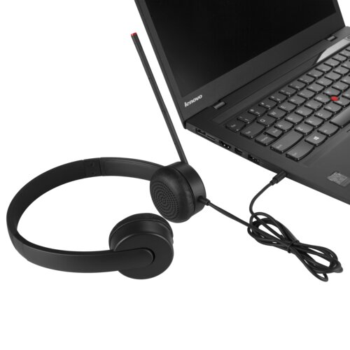 Lenovo Kabel Kopfbügel Stereo Headset - Schwarz - Binaural - Ohrumschließend - Host-Schnittstelle: Mini-Phone (3,5mm)