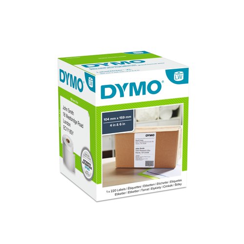DYMO LW - Extra große Absenderetiketten - 104 x 159 mm - S0904980. Produktfarbe: Weiß, Etikettentyp: Selbstklebendes Druck