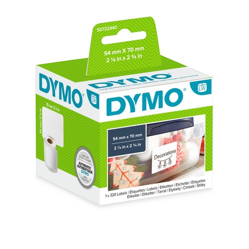 DYMO Original LabelWriter Mehrzwecketiketten | 54 mm x 70 mm | Rolle mit 320 leicht ablösbaren Etiketten | selbstklebend |