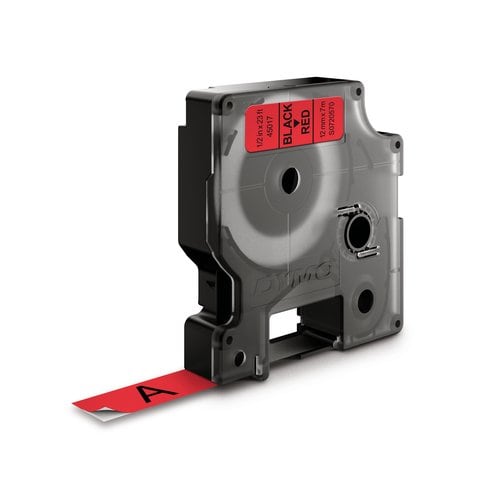 DYMO Original D1-Etikettenband | schwarz auf rot | 12 mm x 7 m | selbstklebendes Schriftband | für LabelManager-Beschriftu