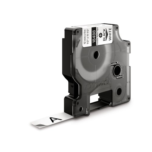 DYMO IND Flexibles Nylon - 12mm x 3,5m BW. Aufkleberfarbe: Schwarz auf weiss, Produktfarbe: Schwarz, Material: Nylon. Spei