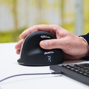R-Go Tools Ergonomische Maus R-Go HE Break mit Pausensoftware, groß (Handlänge ≥ 185mm), für Rechtshänder, bluetooth, schw