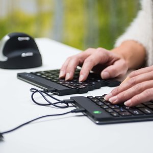 R-Go Tools Ergonomische Tastatur R-Go Split Break v2 mit Pausensoftware, geteilte Tastatur, QWERTZ (DE), Kabelgebunden, Sc