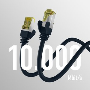 CAT6a SCHWARZ 5m Patchkabel S/FTP PIMF,RJ45 Netzwerkkabel Ethernetkabel LAN DSL
