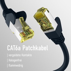 CAT6a SCHWARZ 5m Patchkabel S/FTP PIMF,RJ45 Netzwerkkabel Ethernetkabel LAN DSL