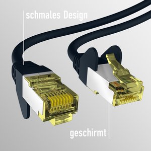CAT6a SCHWARZ 5m Patchkabel S/FTP PIMF,RJ45 Netzwerkkabel Ethernetkabel LAN DSL