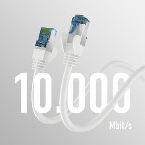 RJ45 PATCHKABEL mit CAT7 ROHKABEL WEISS 1,5m,S/FTP PIMF Netzwerkkabel LAN DSL