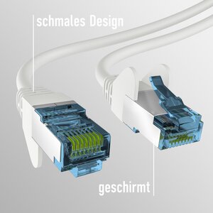 RJ45 PATCHKABEL mit CAT7 ROHKABEL WEISS 1,5m,S/FTP PIMF Netzwerkkabel LAN DSL