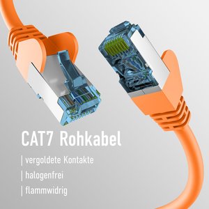 RJ45 PATCHKABEL mit CAT7 ROHKABEL ORANGE 2m,S/FTP PIMF Netzwerkkabel LAN DSL