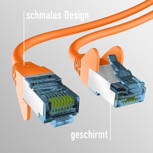 RJ45 PATCHKABEL mit CAT7 ROHKABEL ORANGE 2m,S/FTP PIMF Netzwerkkabel LAN DSL