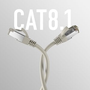 CAT8.1 GRAU 10m RJ45 PATCHKABEL S/FTP PIMF,LSZH 2000MHZ 40GB NETZWERKKABEL
