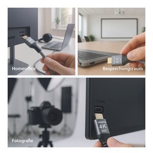 EFB Elektronik USB-HDMI-00001. Kabellänge: 1,8 m, Anschluss 1: USB Typ-C, Anschluss 2: HDMI. Stecker 1 Abmessungen (BxTxH)