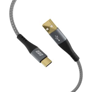 SET-5 USB A-C CABLE 60W QC 3A 2X3M GRAY BRAIDED GOLD CONTACTS