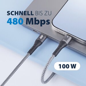EFB Elektronik USB-CC-00005. Kabellänge: 1 m. Anschluss 1: USB C, Anschluss 2: USB C, USB-Version: USB 2.0, Max. Datenüber