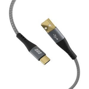 SET-2 USB A-C CABLE 60W QC 3A 2X1M GRAY BRAIDED GOLD CONTACTS