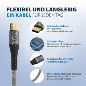 EFB Elektronik USB-CC-00002. Kabellänge: 1 m. Anschluss 1: USB C, Anschluss 2: USB C, USB-Version: USB 2.0, Max. Datenüber