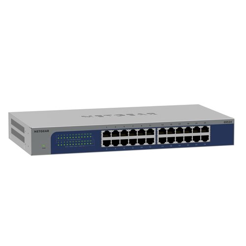 GS524-300EUS, 24-Port Gigabit Unmanaged Ethernet Switch, Desktop Desktop oder Rackmontage-Metallgehäuse, lüfterlos