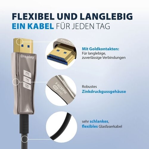 EFB Elektronik HDMI-20-00008. Kabellänge: 20 m, Anschluss 1: HDMI Typ A (Standard), Steckverbinder 1 Geschlecht: Stecker, 