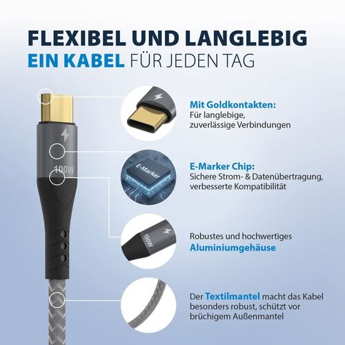 EFB Elektronik USB-CC-00002. Kabellänge: 1 m. Anschluss 1: USB C, Anschluss 2: USB C, USB-Version: USB 2.0, Max. Datenüber