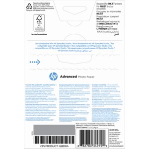 HP Advanced Tintenstrahl Fotopapier - 100 mm x 150 mm - 250 g/m² Grammage - Glänzend - 25er Blatt