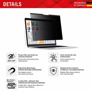 DISPLEX PRIVACY SAFE Magnetischer 2-Wege Blickschutzfilter für MacBook Air 13,6‘‘