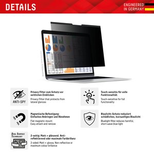DISPLEX PRIVACY SAFE Magnetischer 2-Wege Blickschutzfilter für Laptop/ Notebook 13,3'' (16:10)