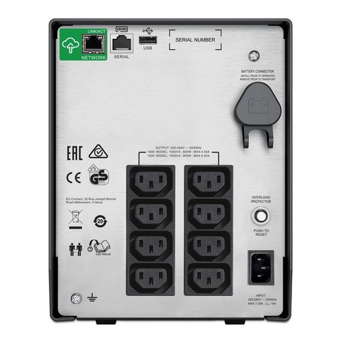 APC Smart-UPS C, Line-Interactive, 1500VA, Tower, 230V, 8x IEC C13 Ausgänge, SmartConnect, USB und serielle Kommunikation,