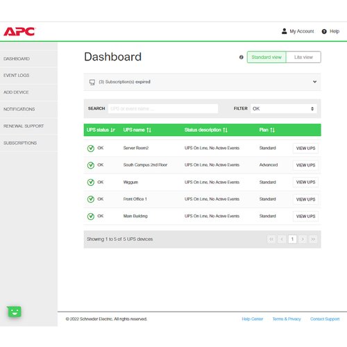 Digitale Lizenz, EcoStruxure IT SmartConnect, Standard Plan 3 Jahre, 1 Gerät, USV-Fernüberwachung und USV-Firmware-Upgrade