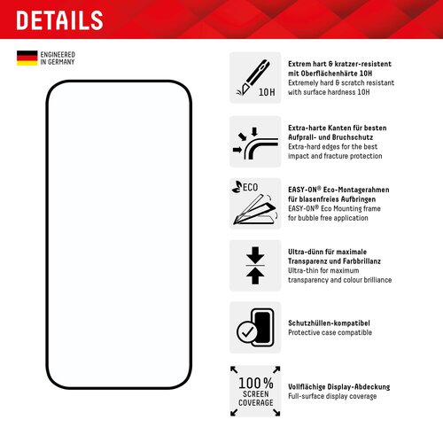 DISPLEX Premium Glas (Full Cover) für Apple iPhone 15/15 Pro