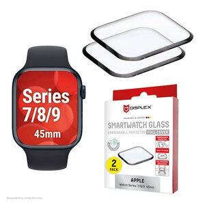 DISPLEX Full Cover Schutzfolie Apple Watch 9/8/7 (45mm), 2 Stück