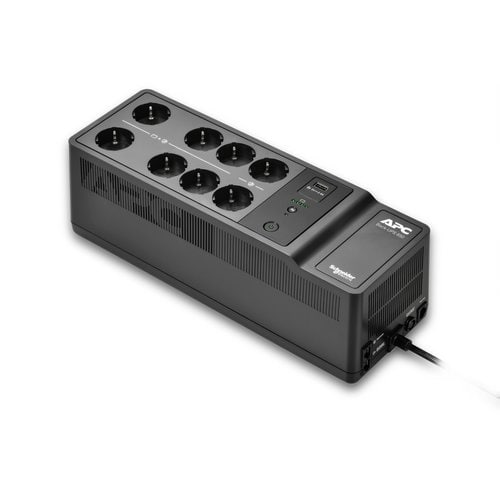 APC Back-UPS, 650VA/400W Boden-/Wandmontage, 230V, 8x CEE 7/3 Schuko-Steckdosen, USB Typ A Anschluss, vom Benutzer austaus