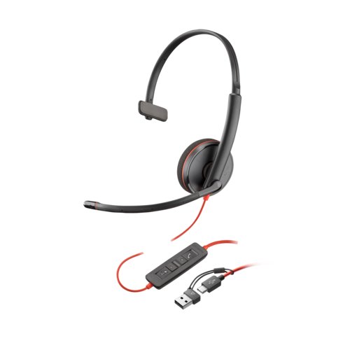 Poly Blackwire 3210 Monaural USB-C Headset +USB-C/A Adapter (Packungseinheit)